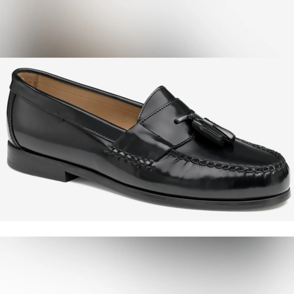 Johnston & Murphy Hayes Black Leather Tassel Loafers 13M